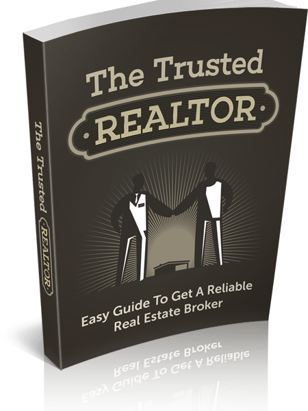 The Trusted Realtor eBook with a Realtor and Client handshaking on its black cover