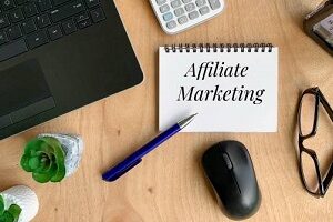 Affiliate marketing words on a notebook