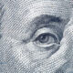 Franklins eye portrait fragment closeup