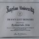 Shyne's Dean's List Honors Certificate for June 2012