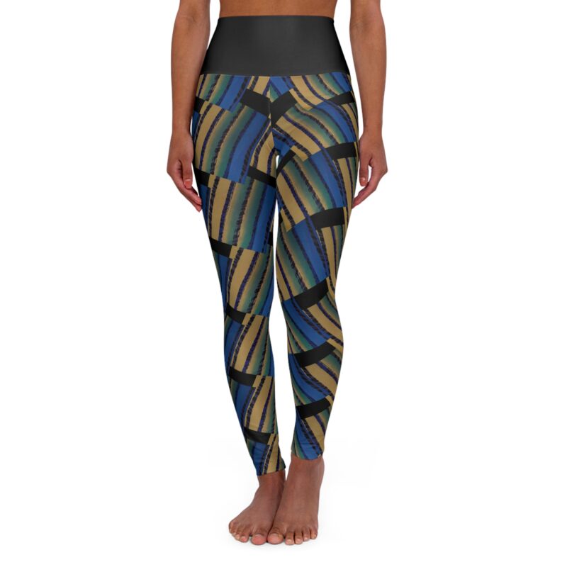 BOB Bow Colored Slatted High Waisted Leggings in Slick Black