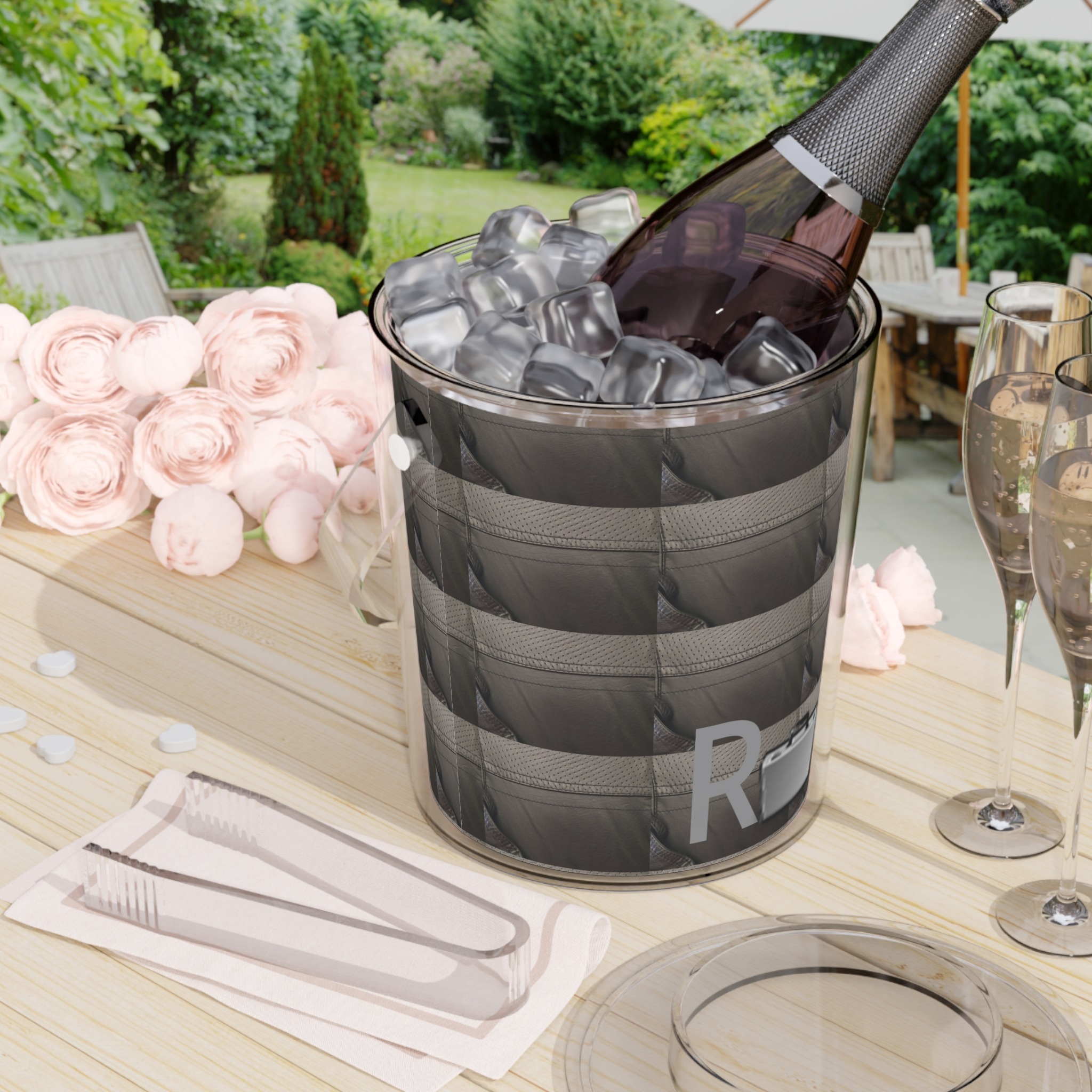 curtainz ice bucket with tongs