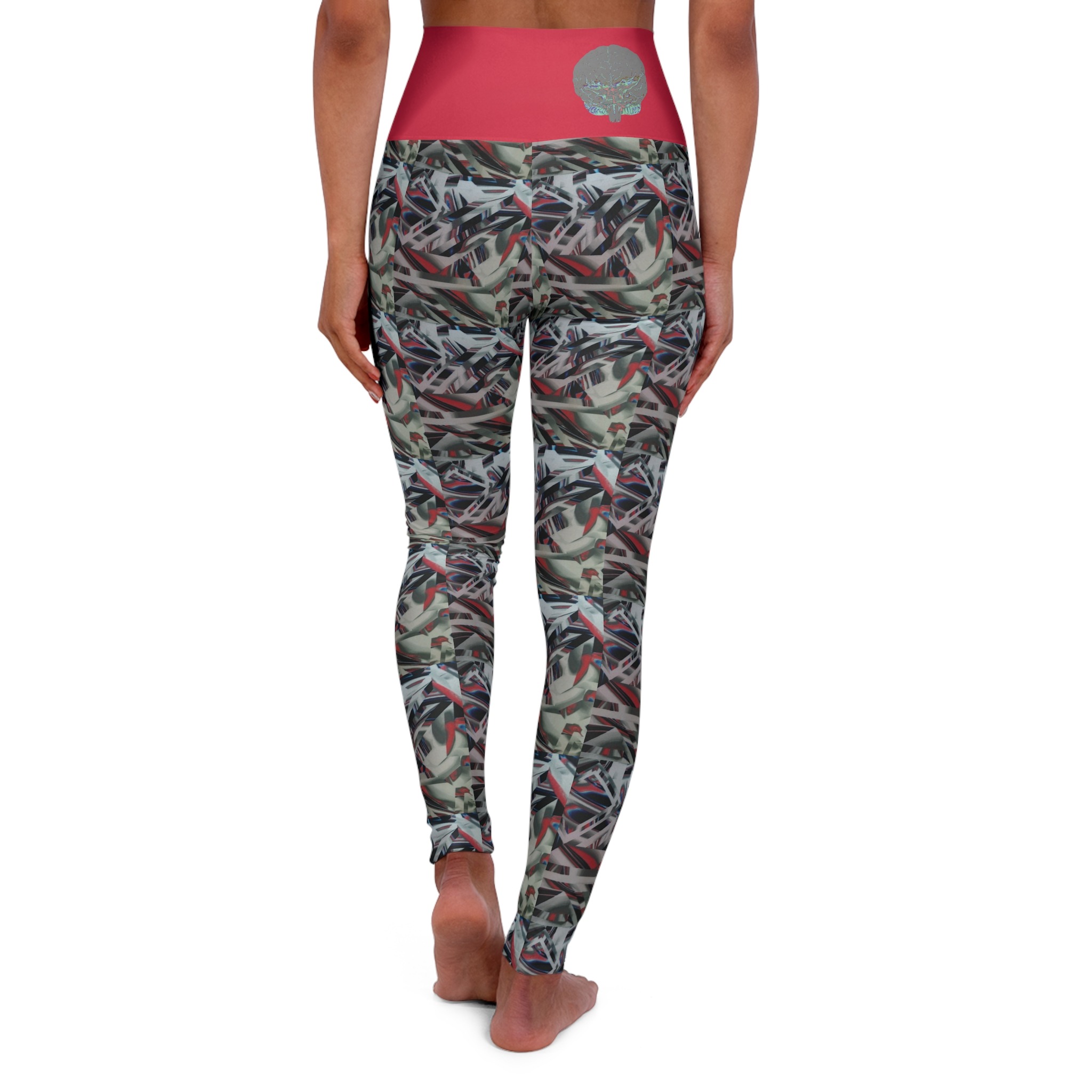 grey abstract high waisted leggings - Image 2