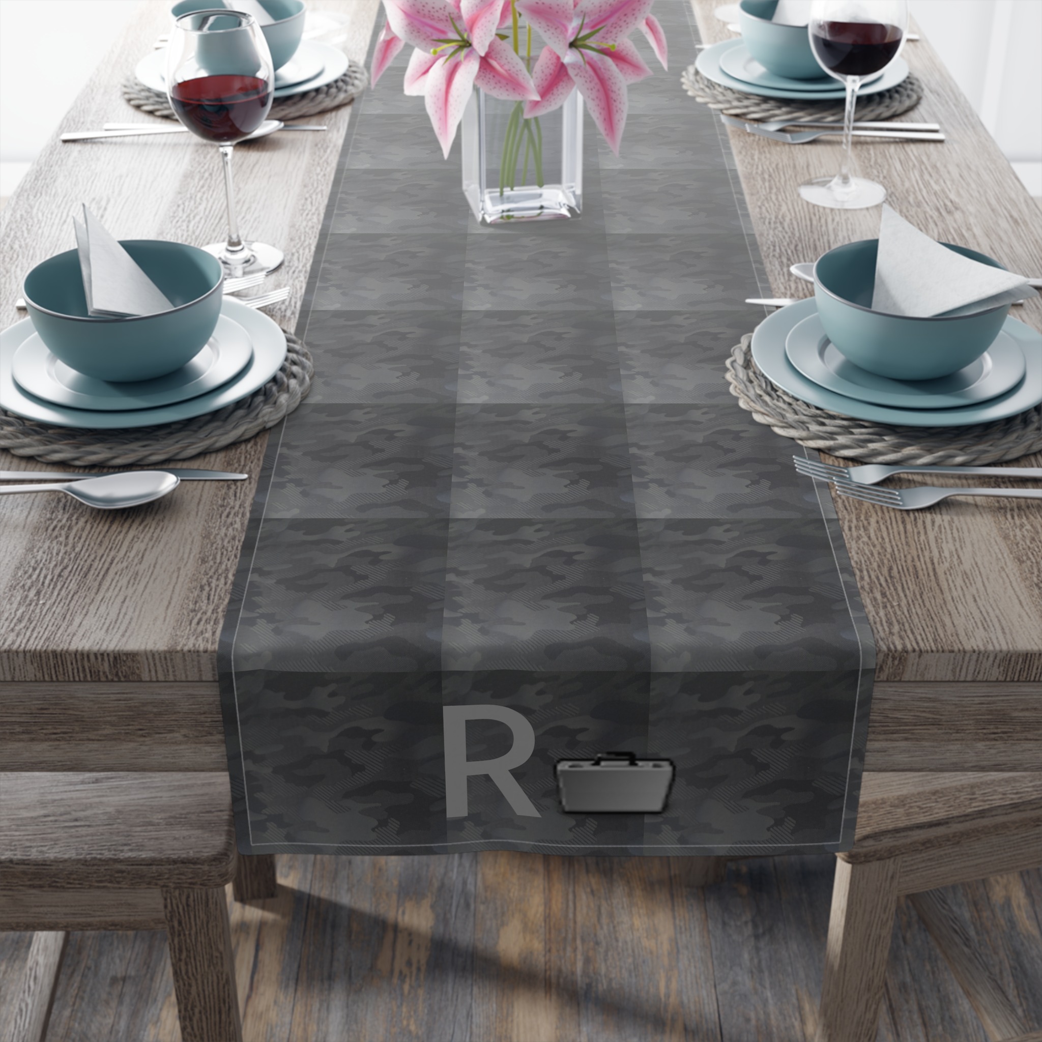liquid camo table runner
