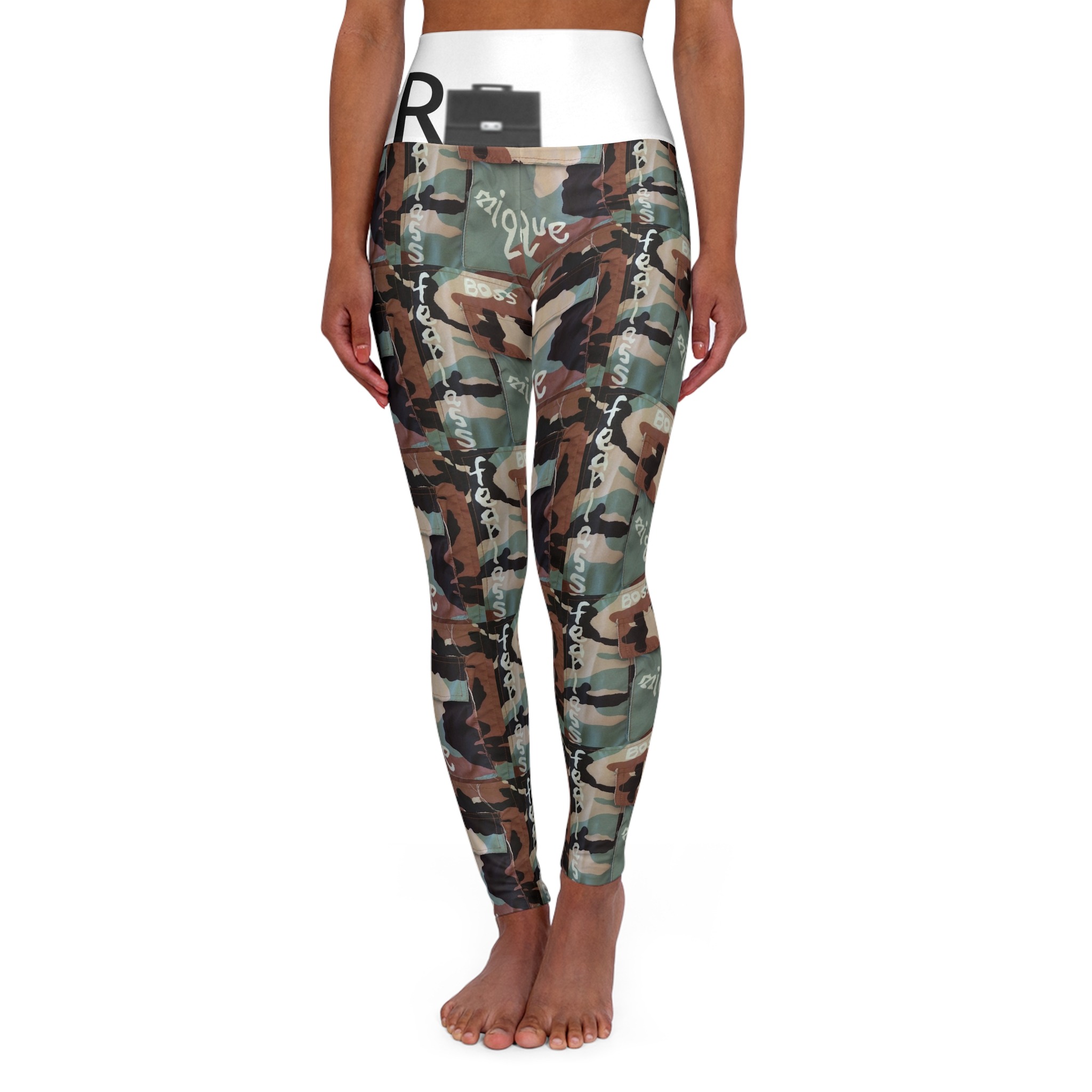 veteran respect high waisted leggings in front white