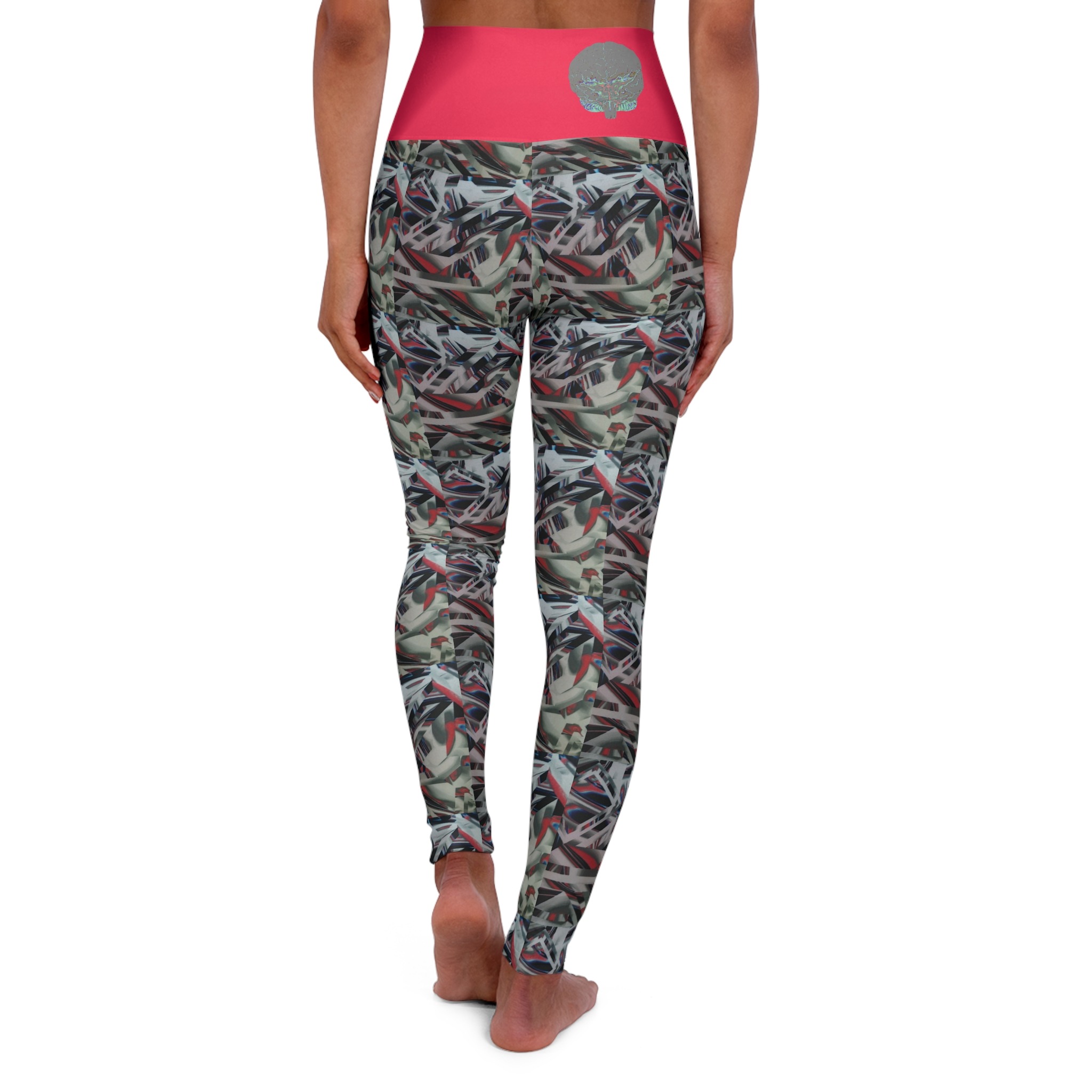 grey abstract high waisted leggings - Image 2