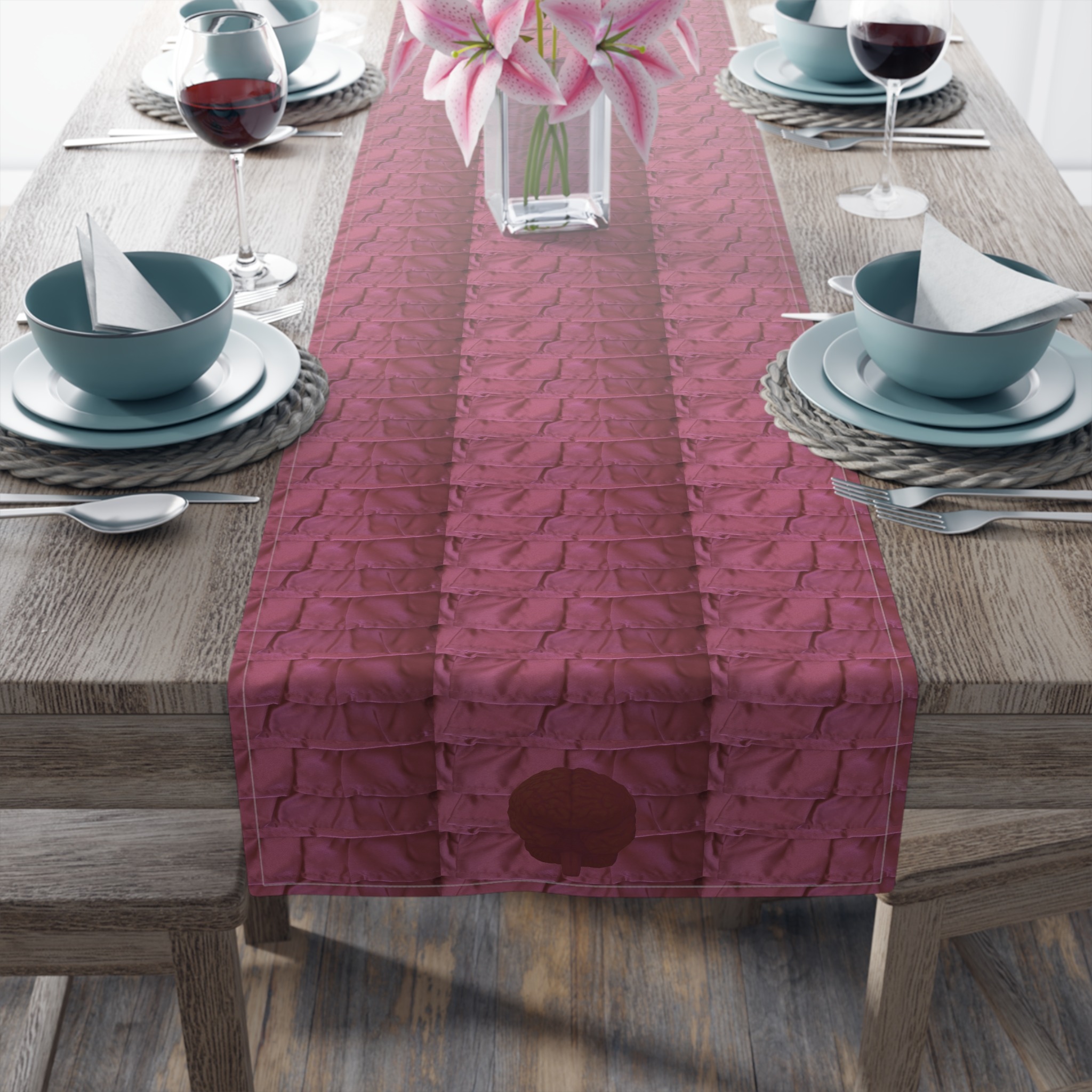 pink caterpillar table runner