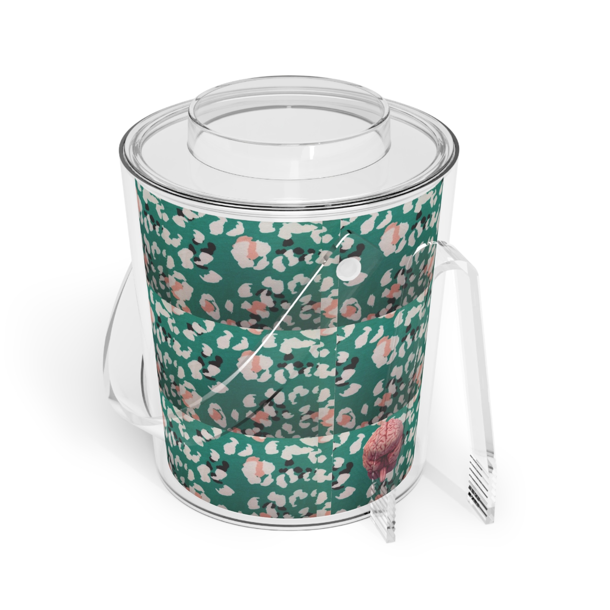 spinkted mint ice bucket with tongs - Image 2