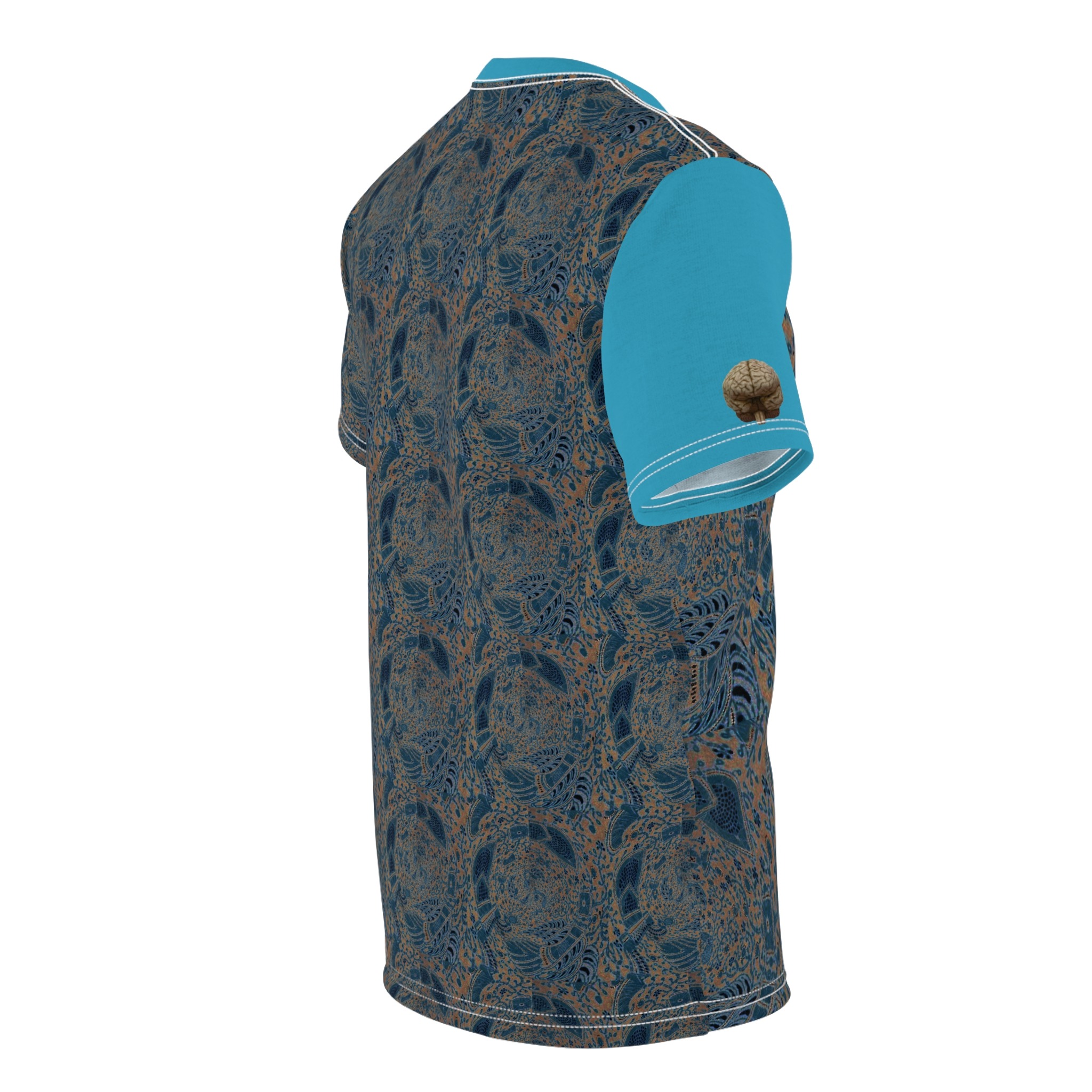 abstract blue bohemian artistic cut & sew tee - Image 5