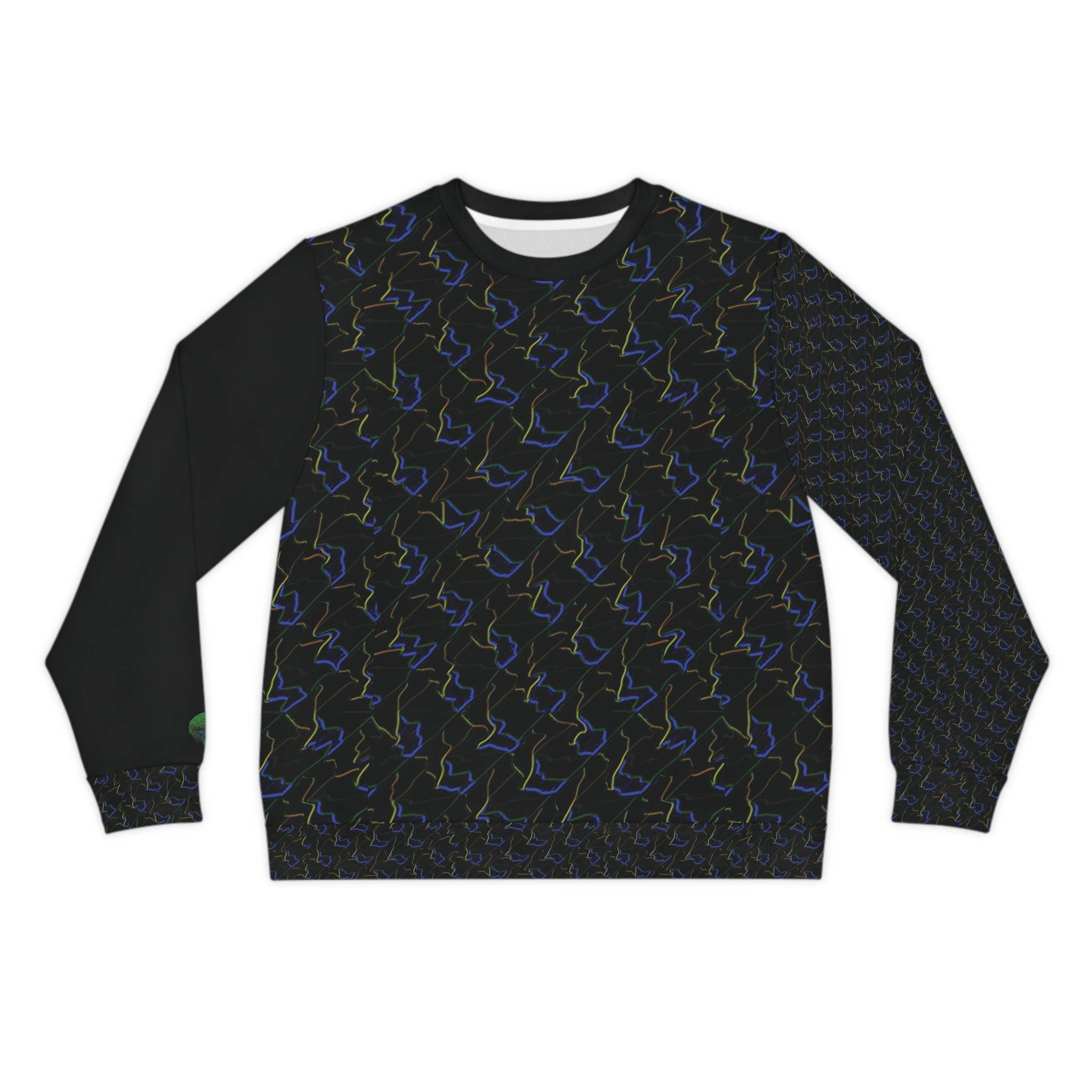 black geo line lightweight sweatshirt