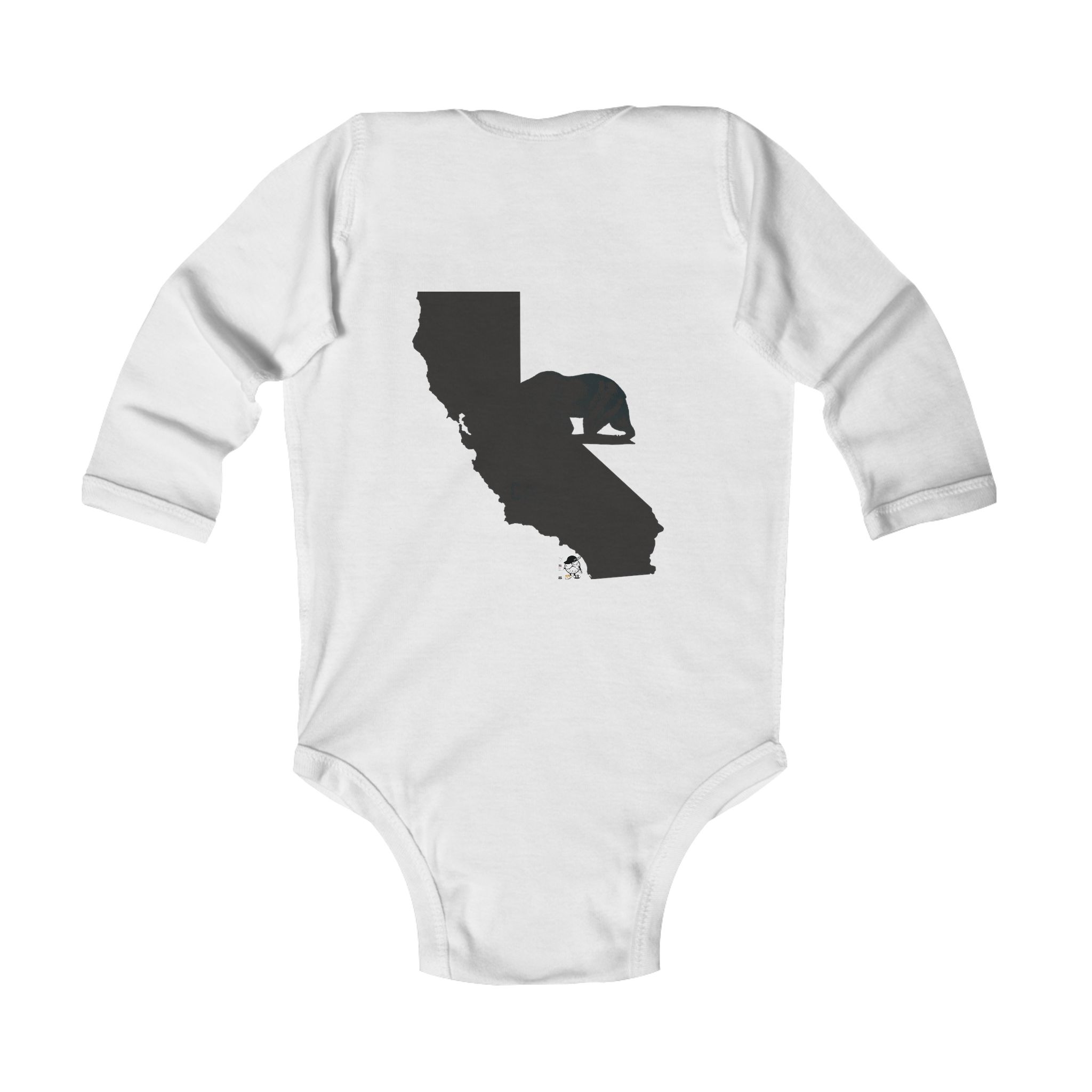 california inspired bear infant long sleeve bodysuit — baby one-piece with ca state silhouette - Image 2