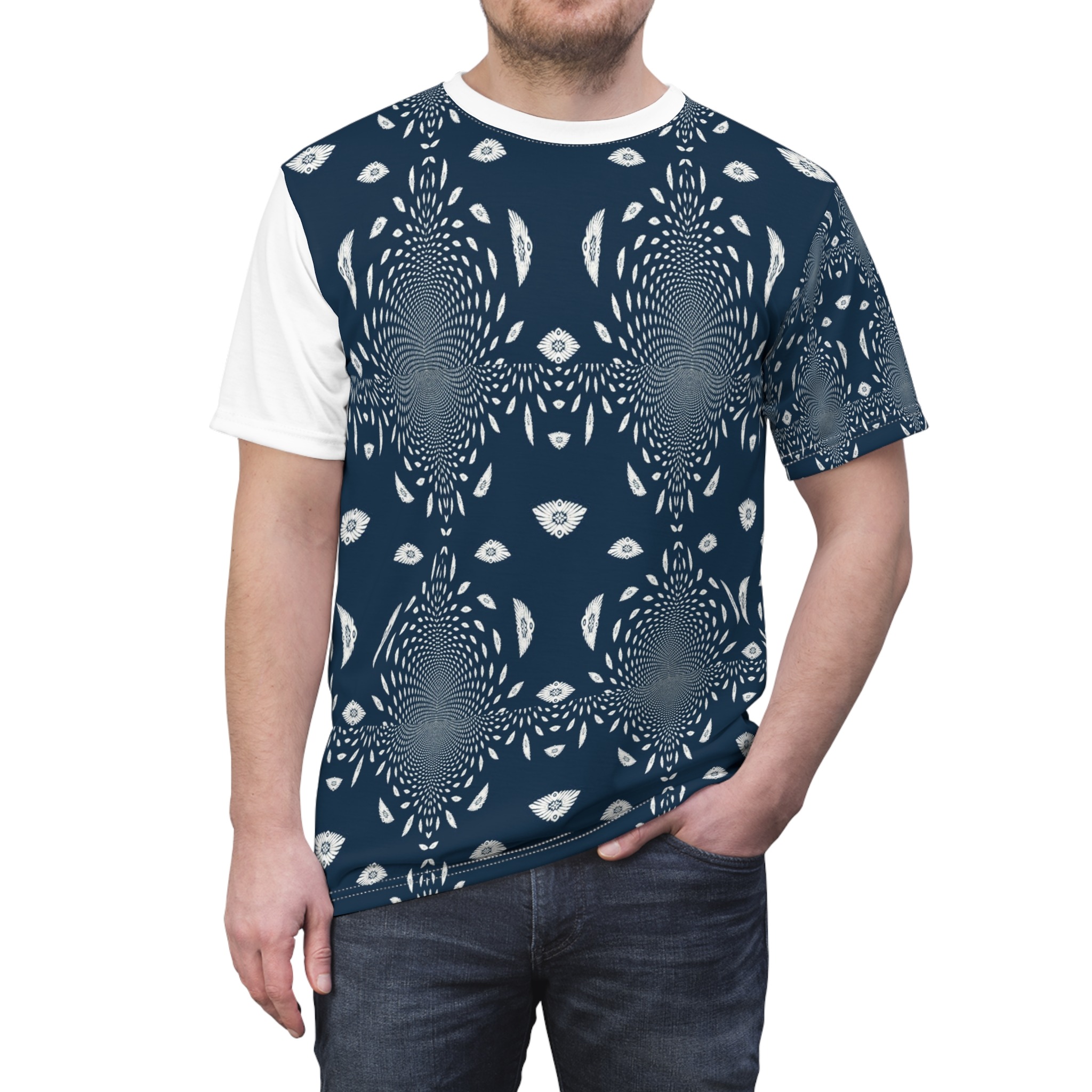 navy kaleidoscope cut & sew t-shirt - Image 3