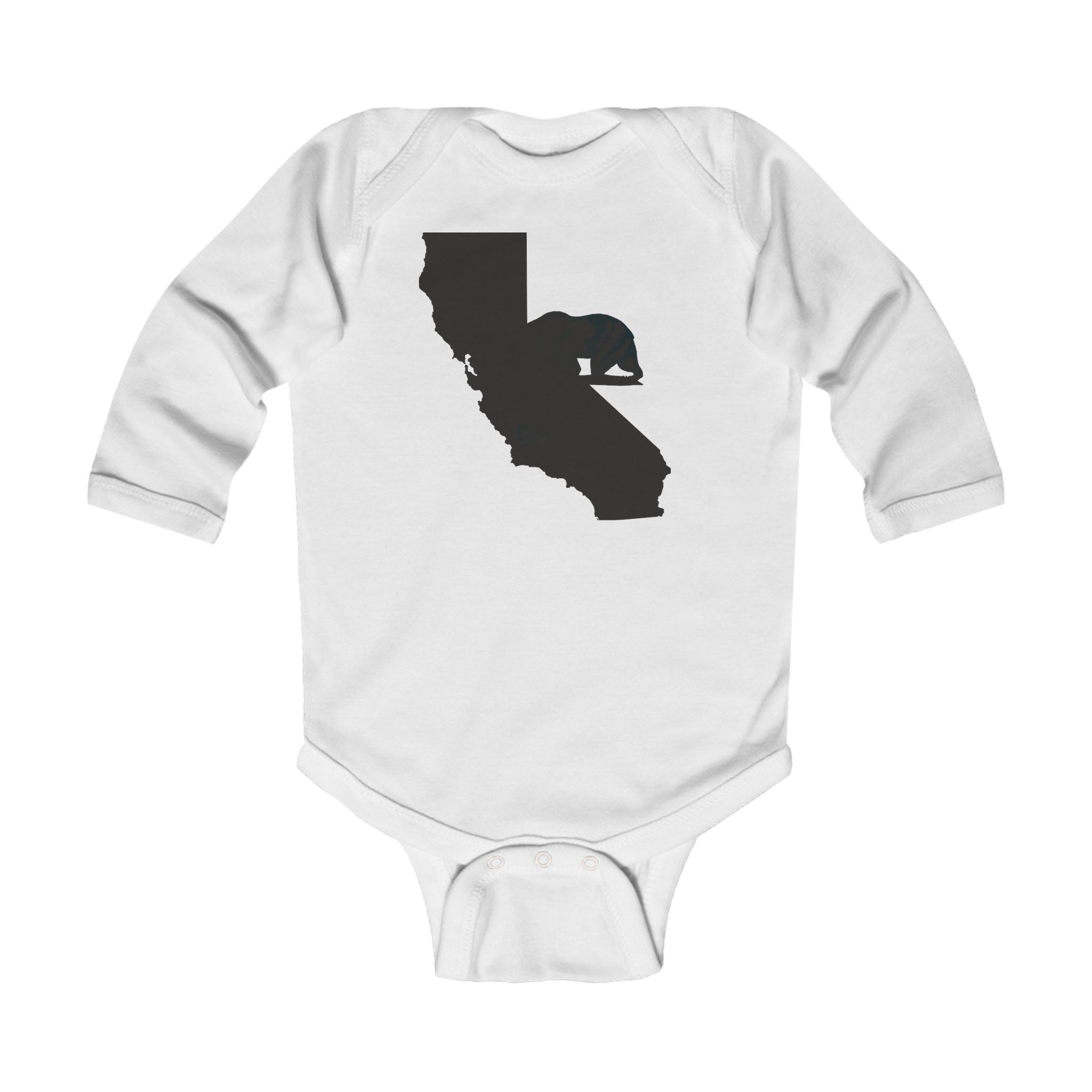 california inspired bear infant long sleeve bodysuit — baby one-piece with ca state silhouette
