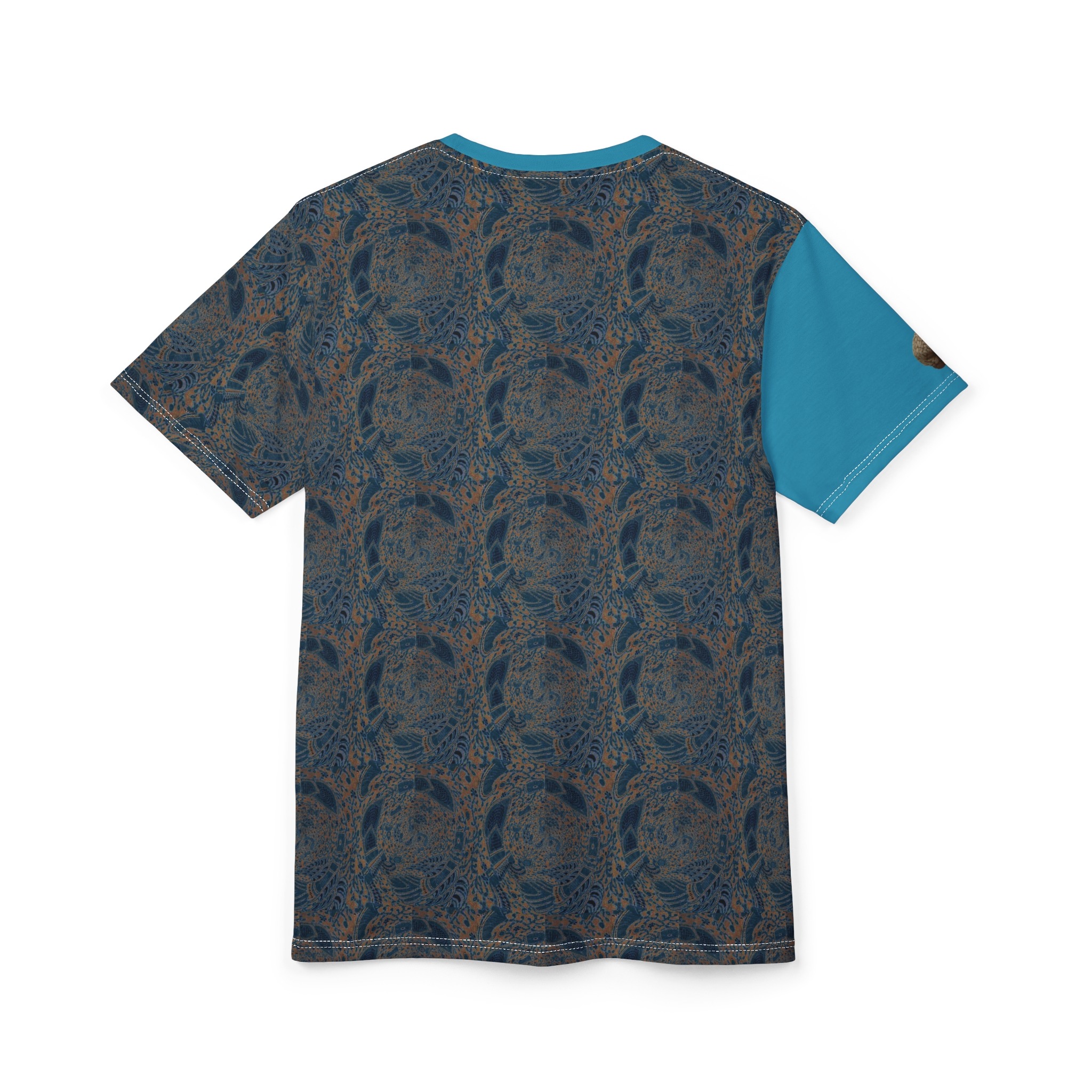 abstract blue bohemian artistic cut & sew tee - Image 4