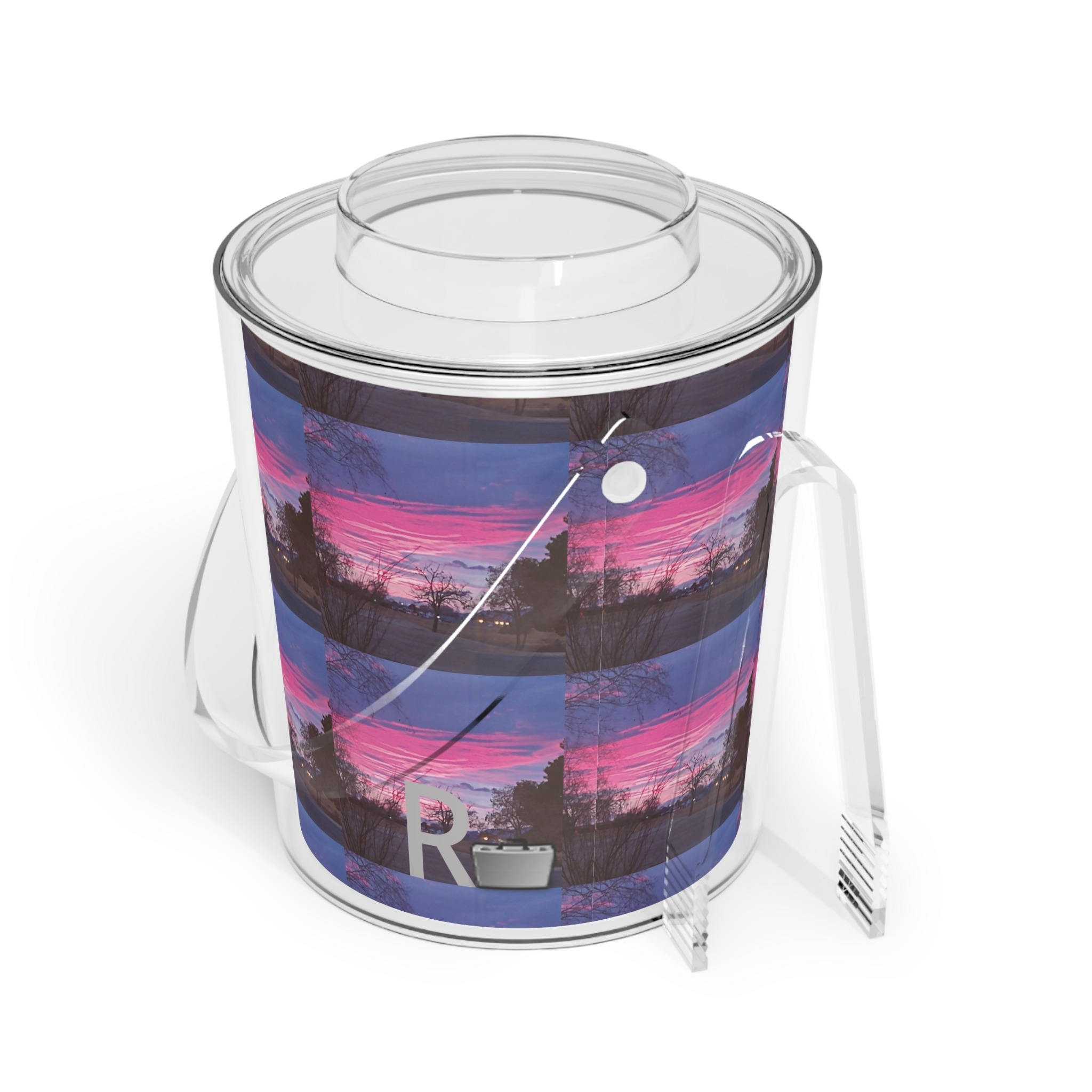 no shade pinkland ice bucket with tongs - Image 2