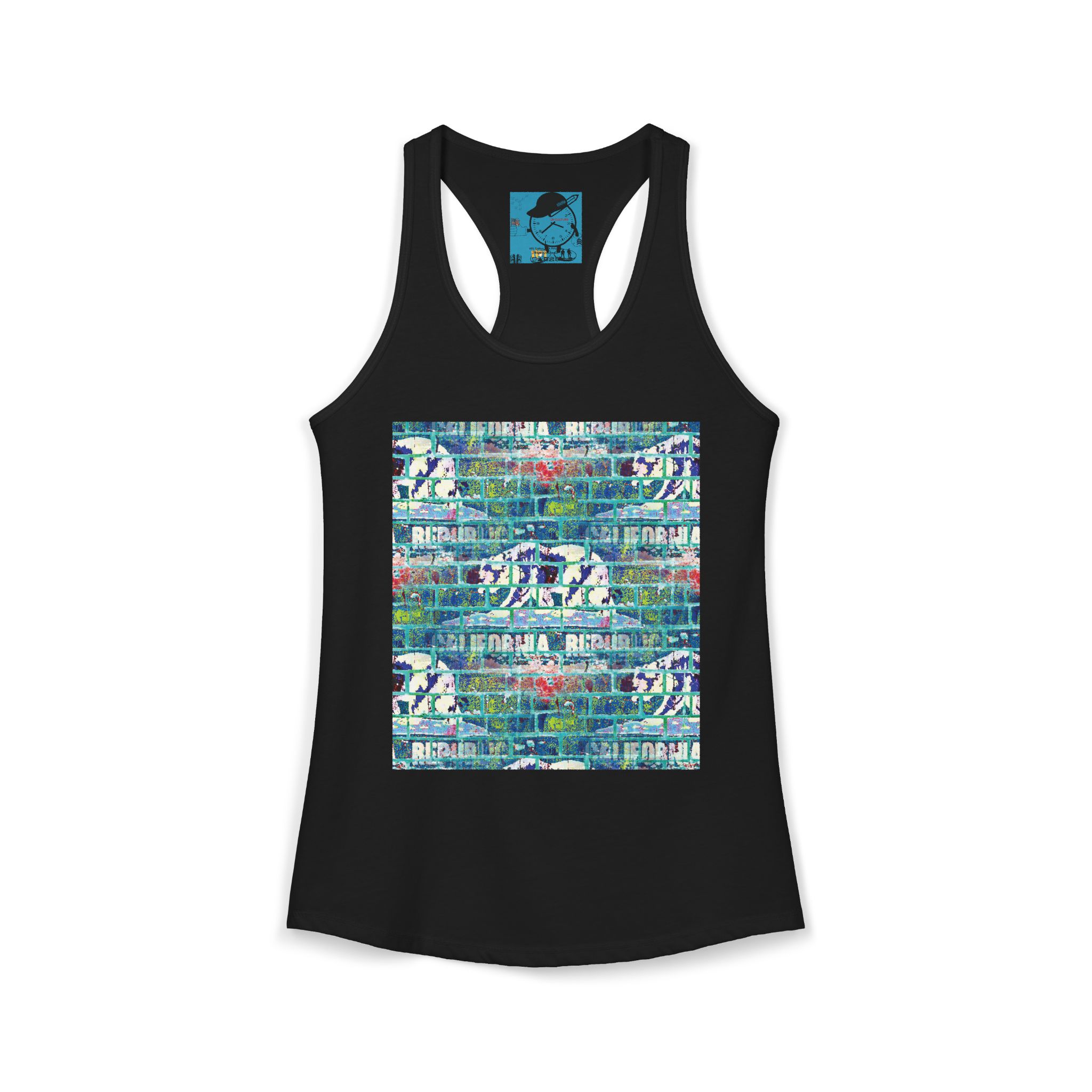 women's graffiti brick cali republic inspired ideal racerback tank | urban street art tank top - Image 5