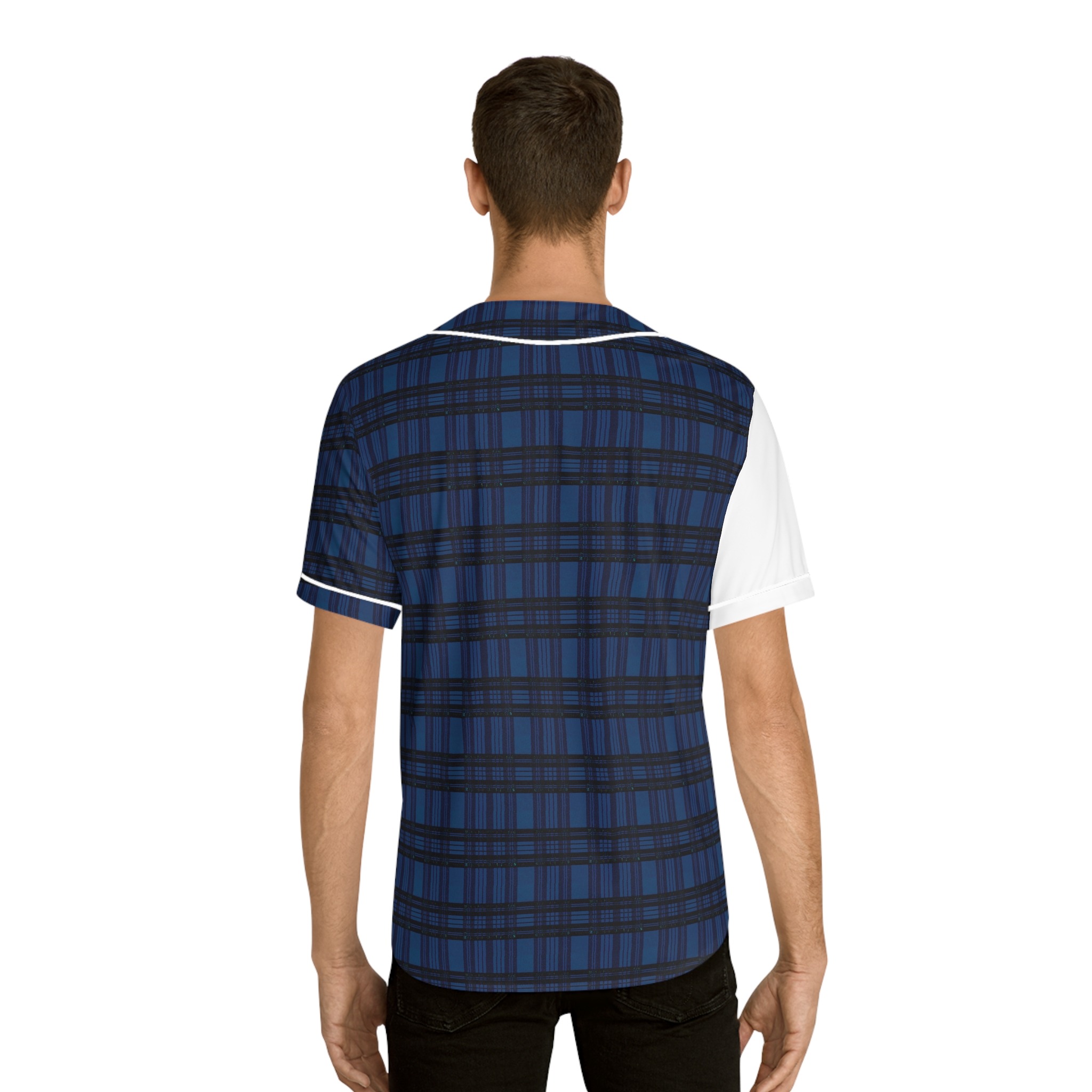 tartan blue plaid baseball jersey - Image 4