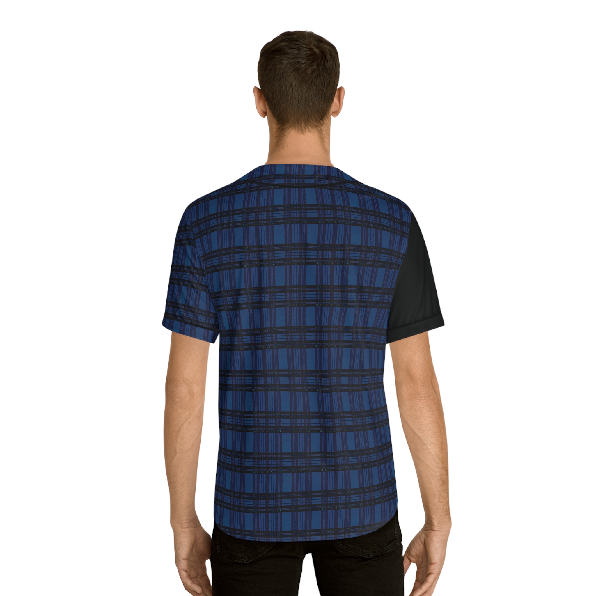 tartan blue plaid baseball jersey - Image 8