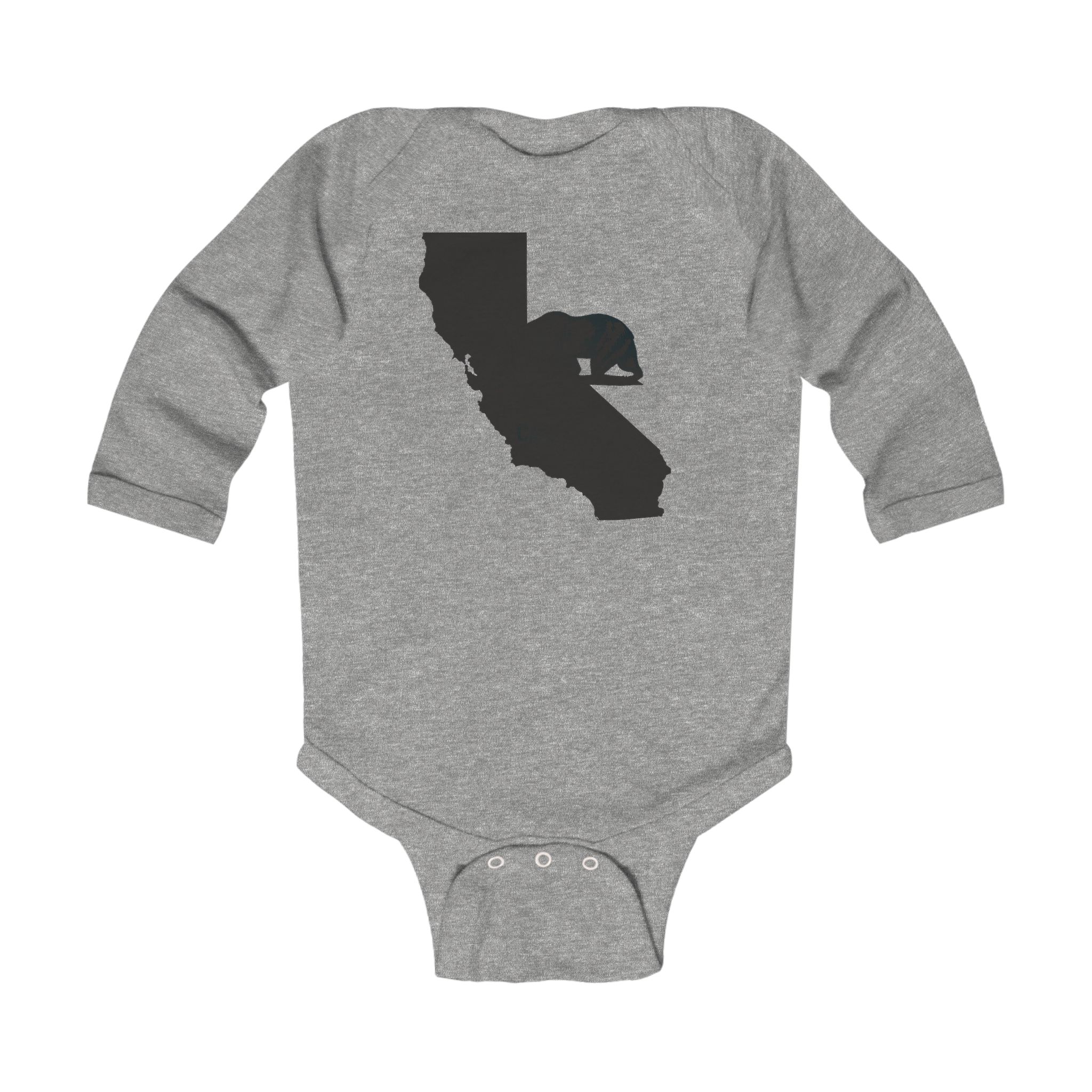 california inspired bear infant long sleeve bodysuit — baby one-piece with ca state silhouette - Image 3