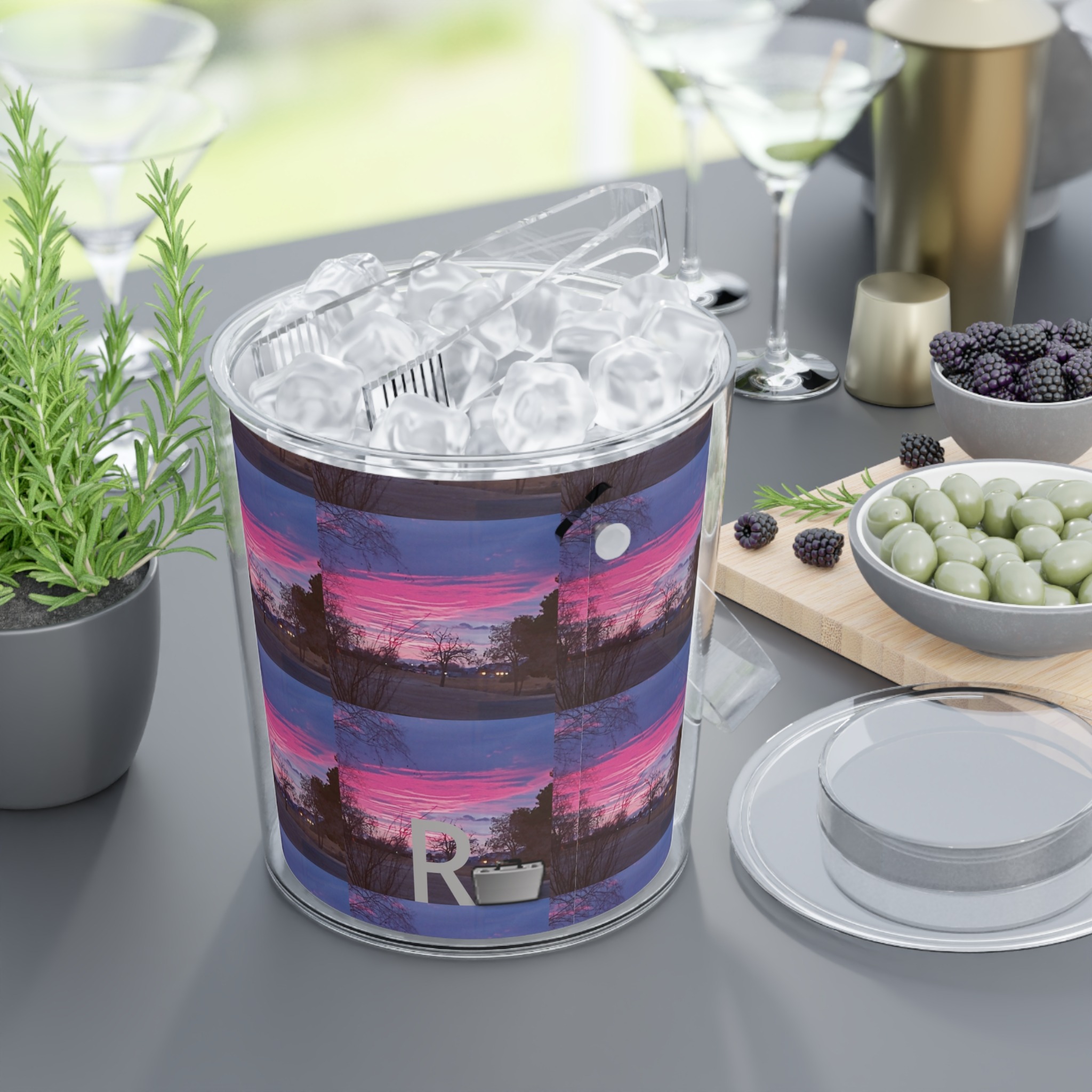 no shade pinkland ice bucket with tongs