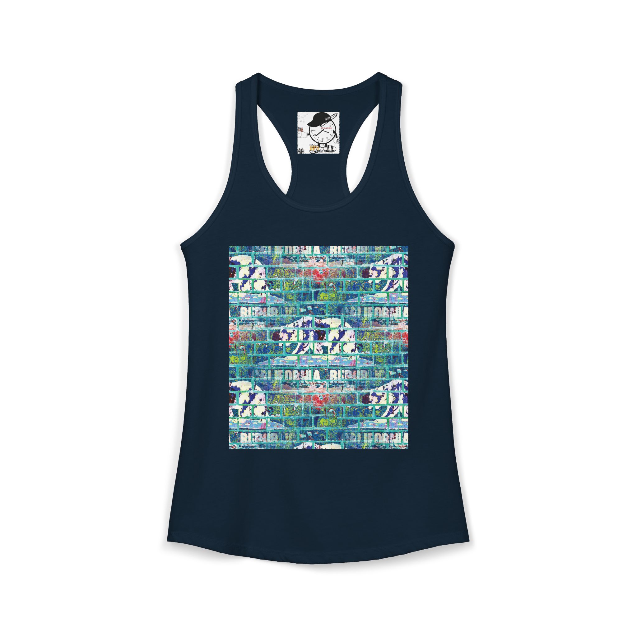 women's graffiti brick cali republic inspired ideal racerback tank | urban street art tank top - Image 11