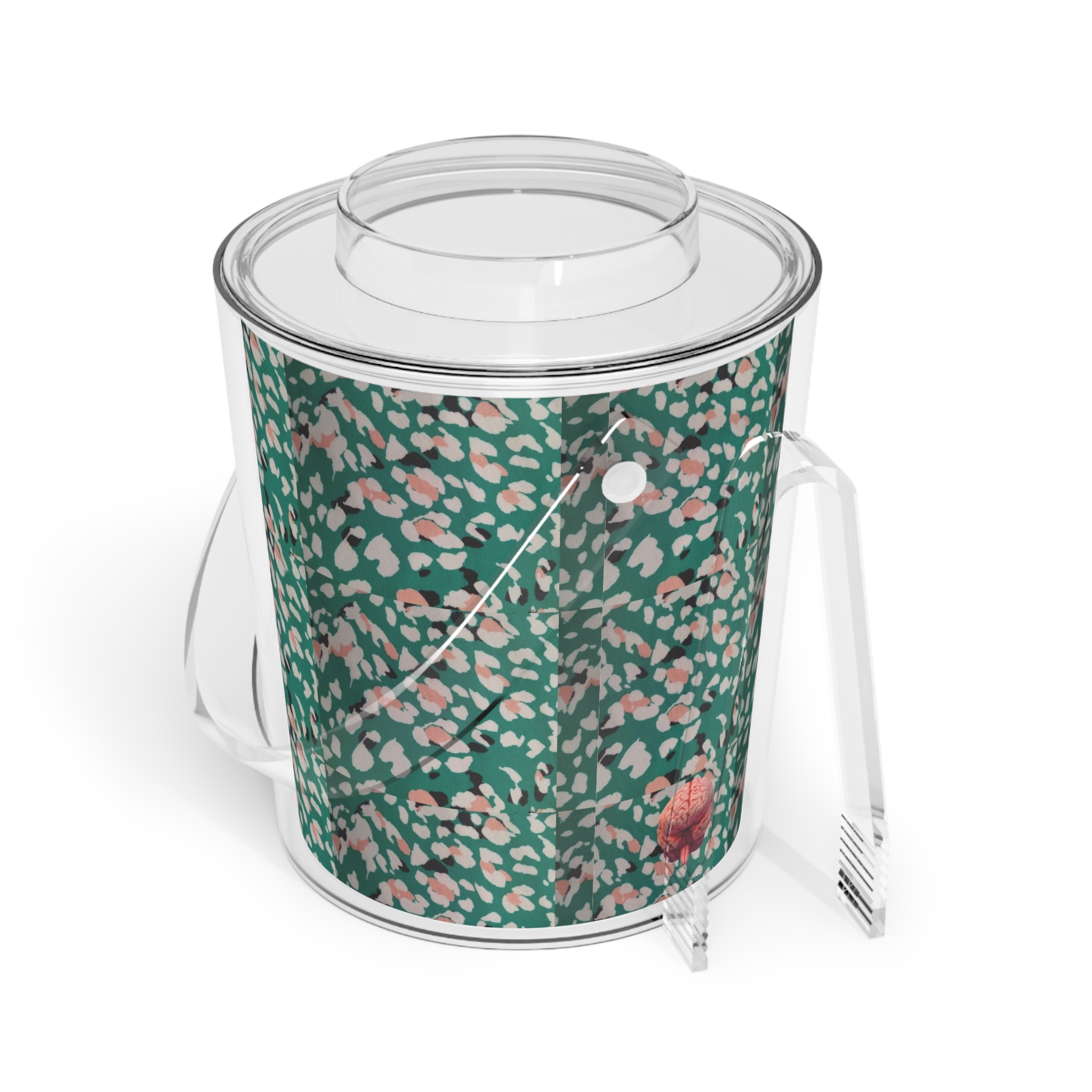 spinkted mint ice bucket with tongs - Image 2