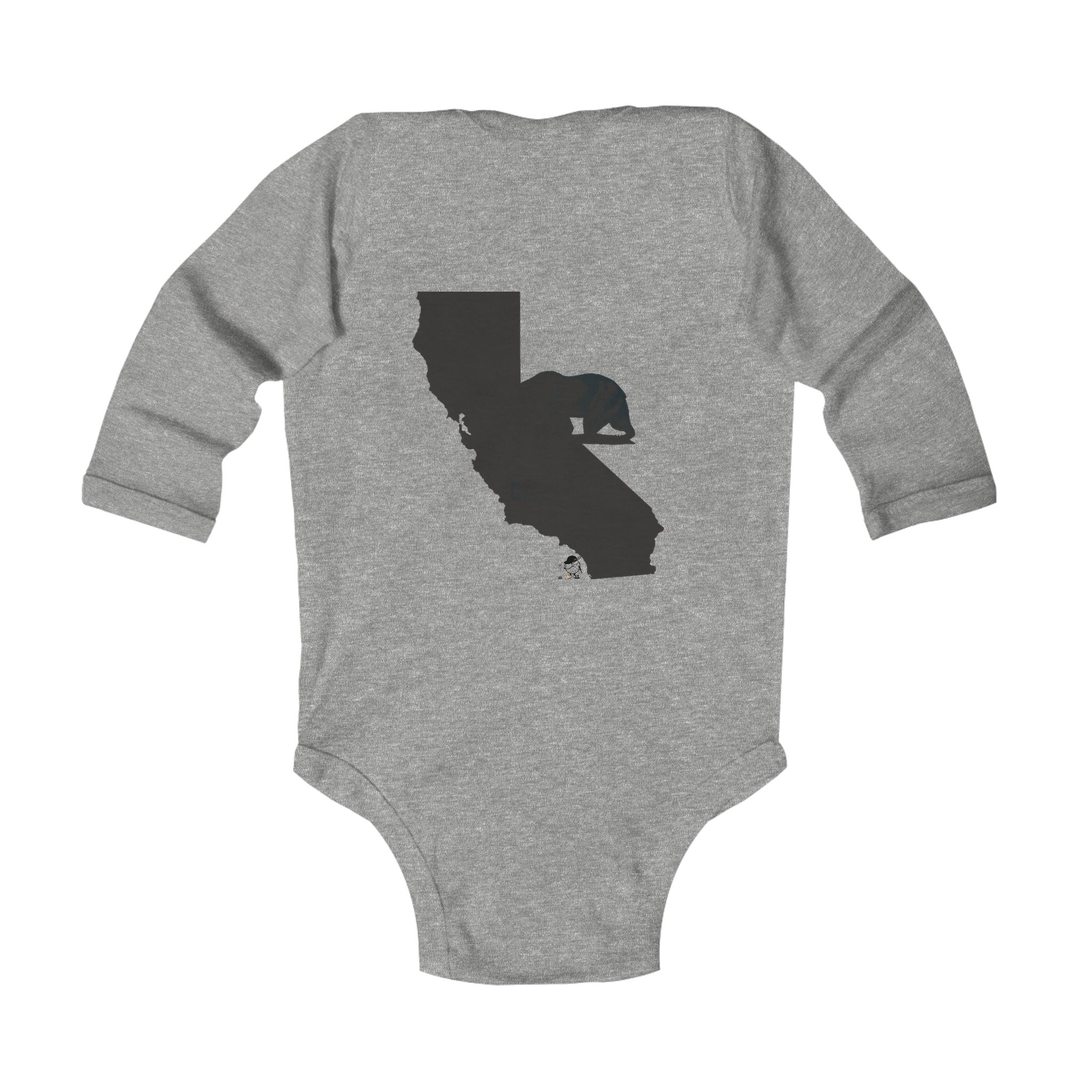 california inspired bear infant long sleeve bodysuit — baby one-piece with ca state silhouette - Image 4